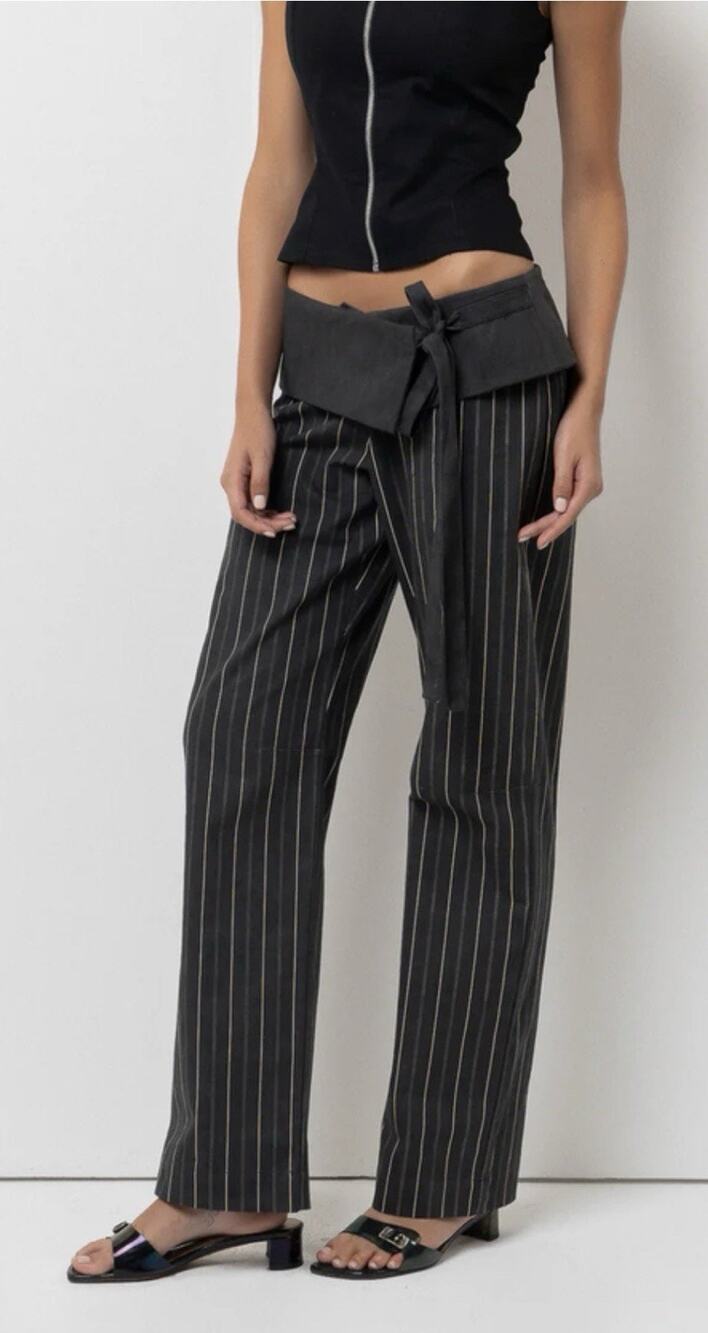 Belle The Label Dusk Pant in Black Stripe XS